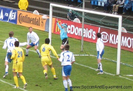 Goalkeeper Jákup Mikkelsen, Faroe Islands, makes a fantastic save